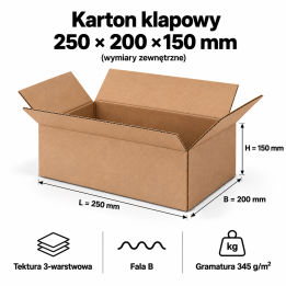 Karton klapowy 250x200x150 mm – 20 szt. | PROFESTO