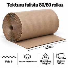 Tektura falista 80/80, rolka 50 cm × 100 m