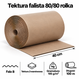Tektura falista 80/80, rolka 40 cm × 100 m